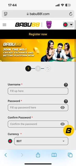 Babu88 Account Registration