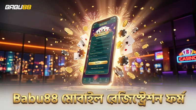 মোবাইল স্ক্রিনে Babu88 রেজিস্ট্রেশন ফর্ম পূরণ প্রক্রিয়া